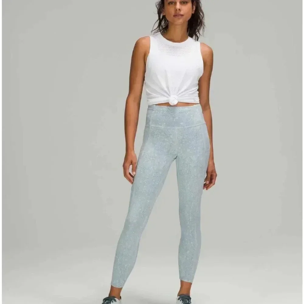 Lululemon Fast and Free Nulux Tights Leggings Athletic Pants Blue 25”  Size 10